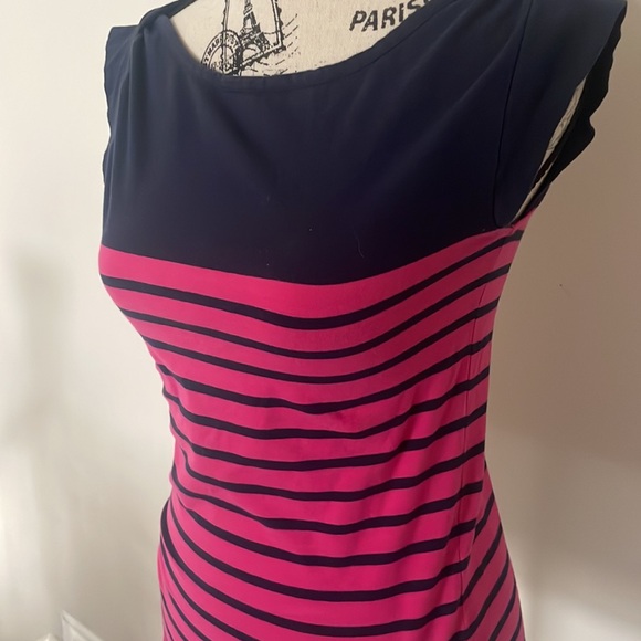 NAVY AND HOT PINK STRIPED TEE - Picture 2 of 5